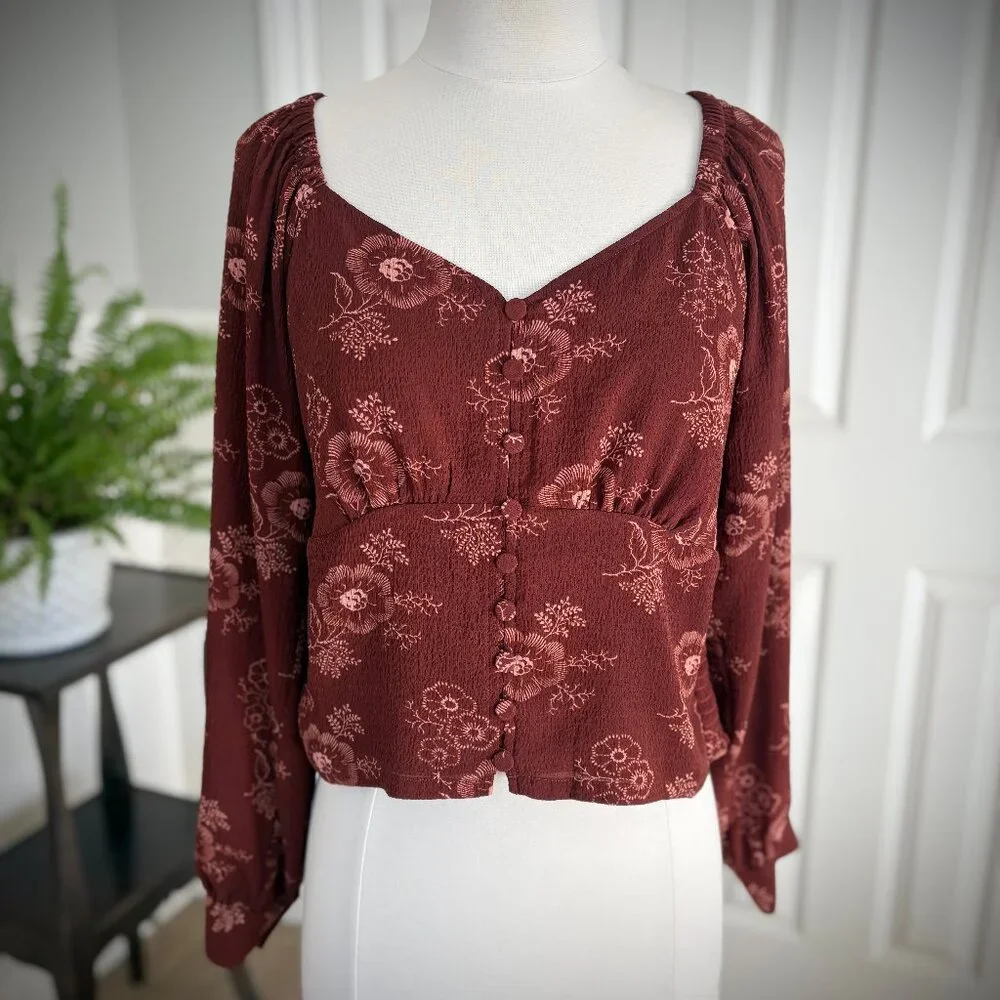 Madewell Preston Puff Sleeve Bouse in Letterpress Floral, S